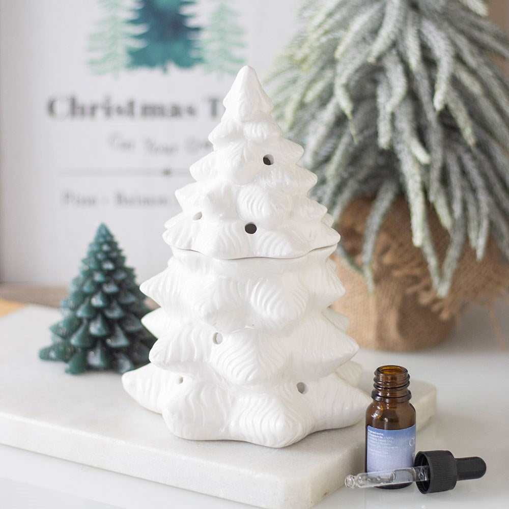 Confezione Bruciatore Albero Bianco + Cubetti Glitter