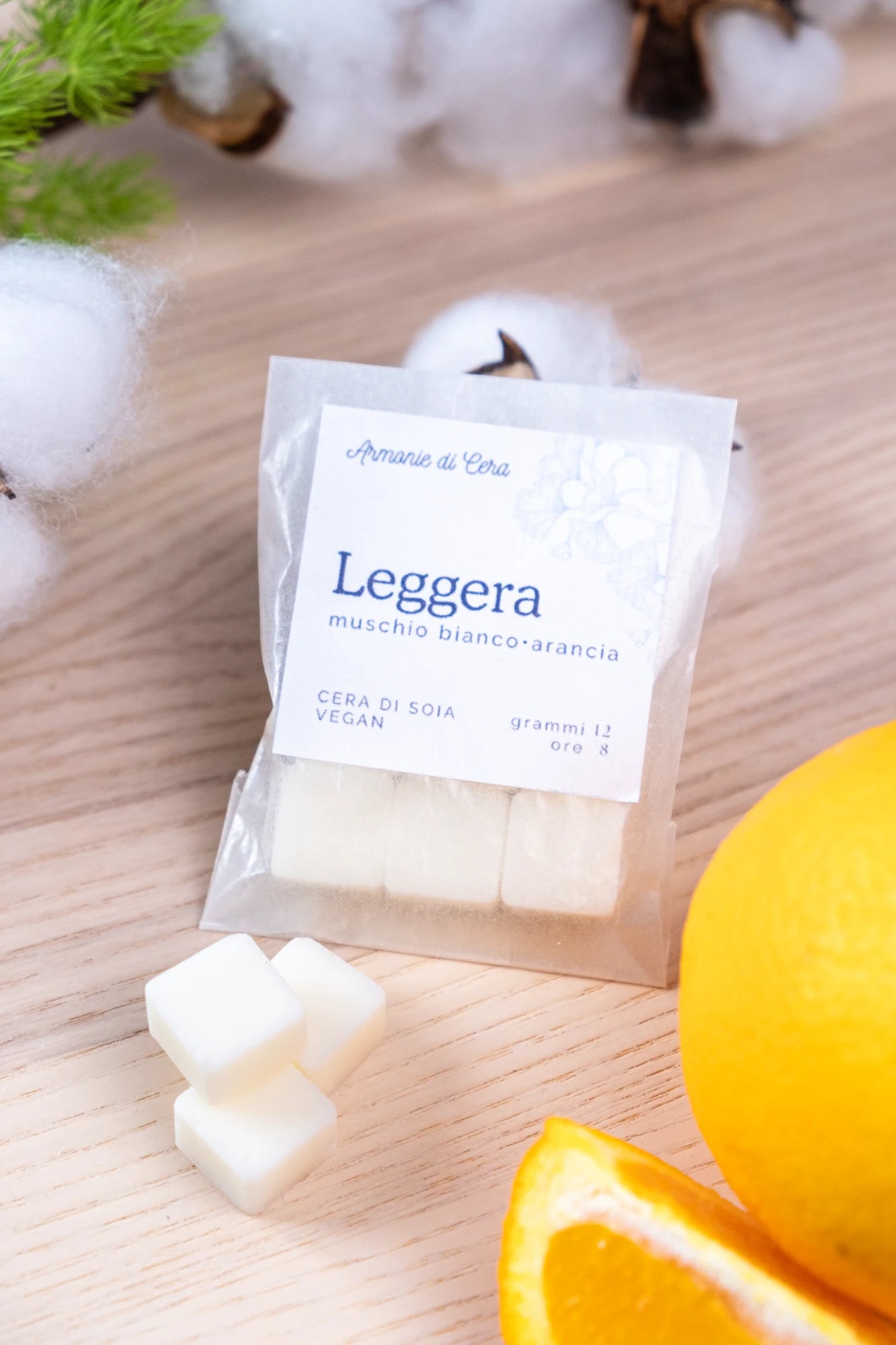 Leggera • muschio bianco e arancia