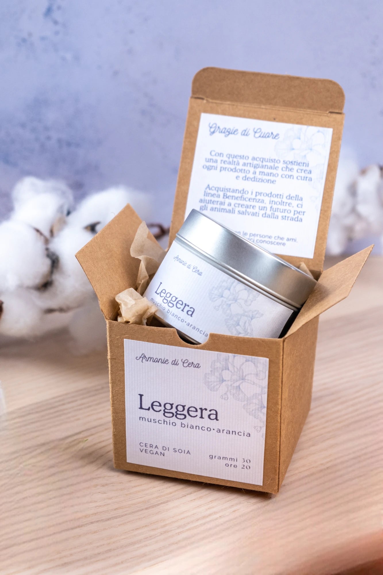 Leggera • muschio bianco e arancia