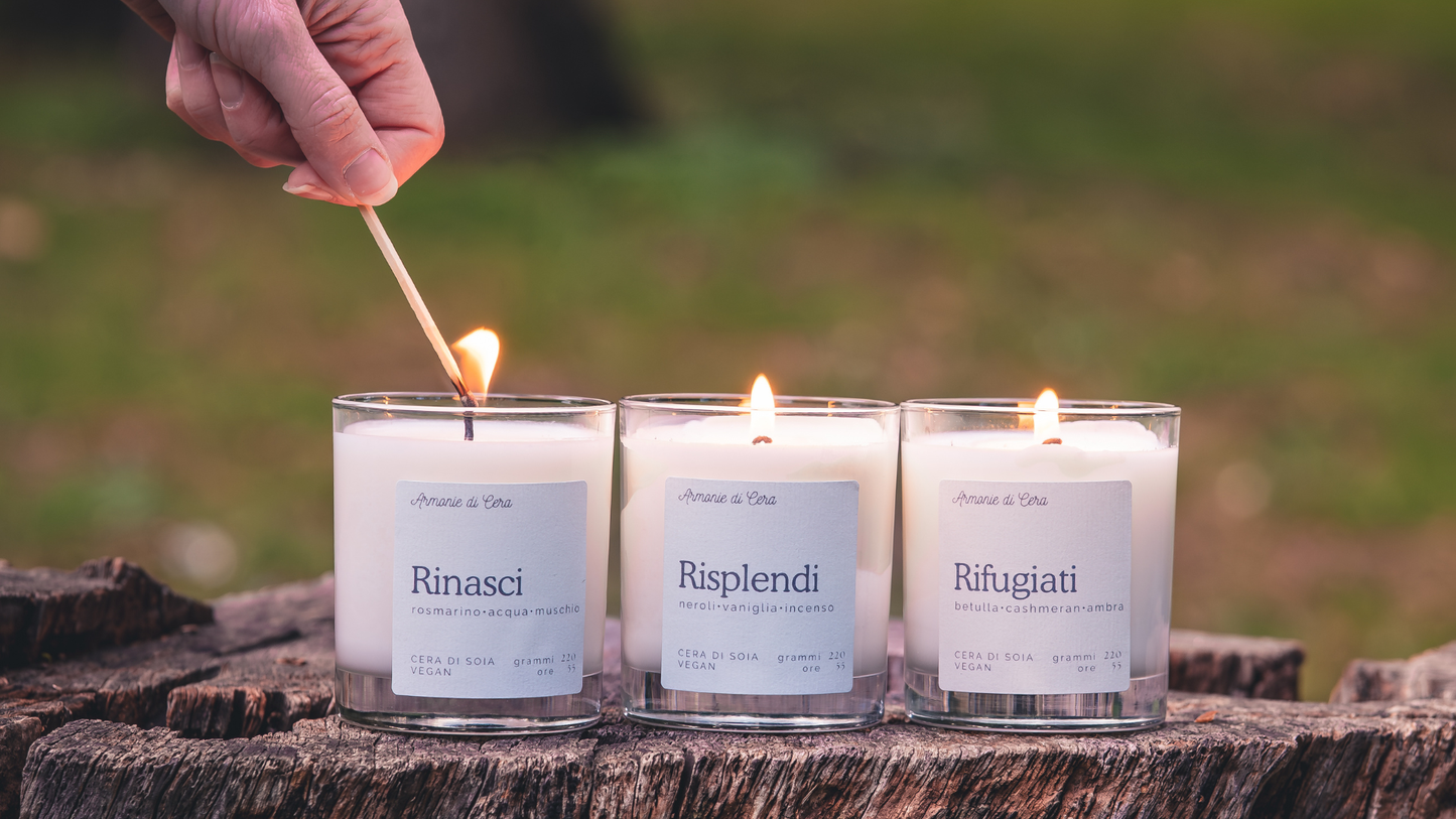 🌙  BOX RITUALE COMPLETO • 3 confezioni 30g + Bruciatore + 3 Candele