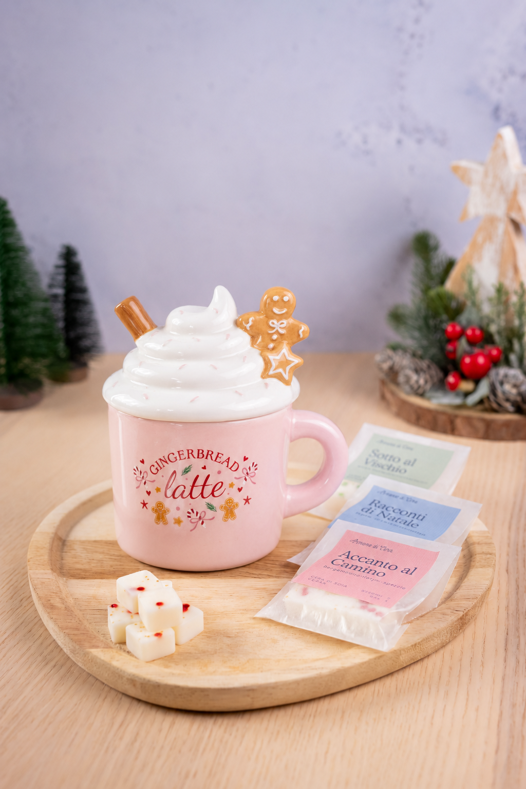 Confezione Bruciatore Tazza Rosa + Cubetti Glitter