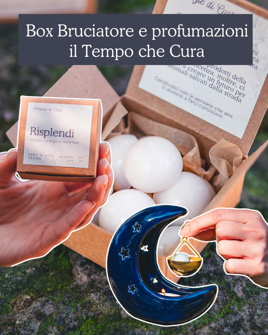 🌙  BOX SCOPERTA • 3 confezioni 30g + Bruciatore Luna Blu