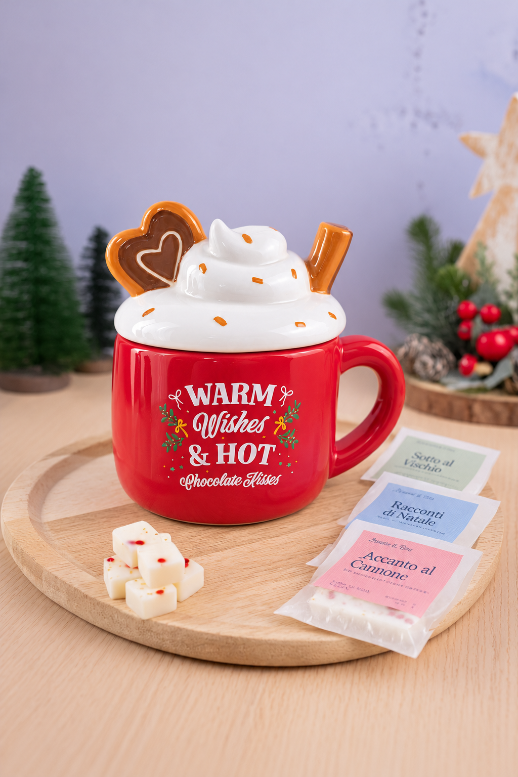 Confezione Bruciatore Tazza Rossa + Cubetti Glitter