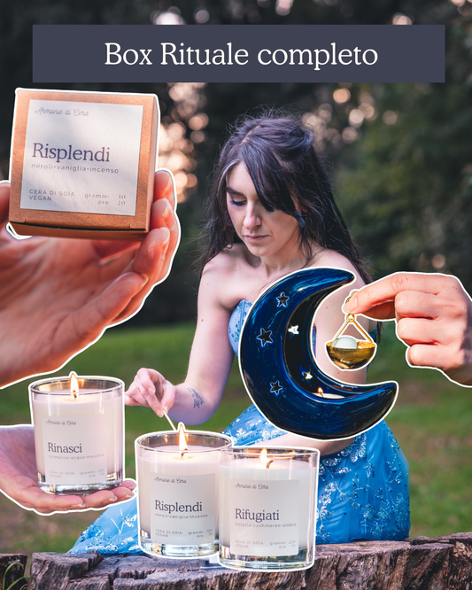 🌙  BOX RITUALE COMPLETO • 3 confezioni 30g + Bruciatore + 3 Candele